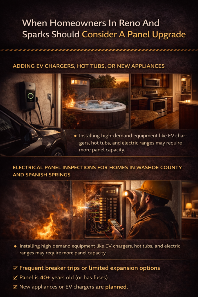 home electrical upgrades including EV charger hot tub and appliances requiring higher capacity breaker panel