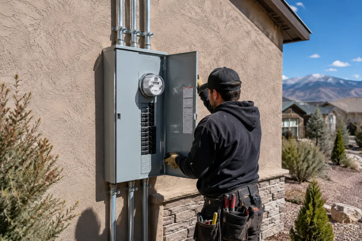 Electrician upgrading a Reno home to 200-amp electrical service